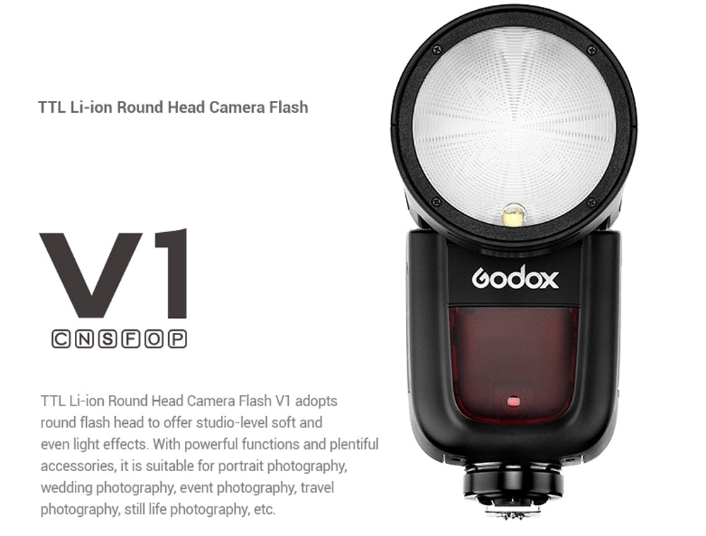 Godox V1 V1C V1N V1S V1F V1P V1O TTL Li-ion Round Head Camera Flash 2.4G HSS Speedlite for Canon Nikon Sony Fuji Pentax Olympus