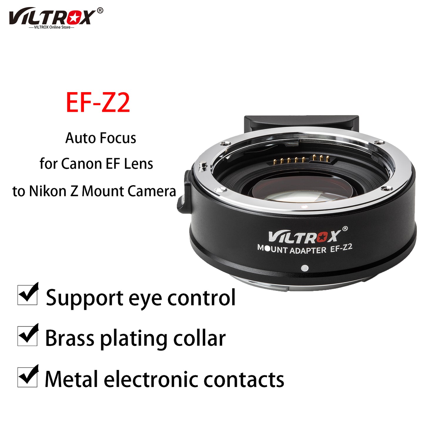 VILTROX EF-Z 2 IS Anti-Shaking Lens Mount Auto Focus Lens Adapter Ring for Canon EF/EF-S Lens to Nikon Z Mount Z6 Z7 Z50 Camera