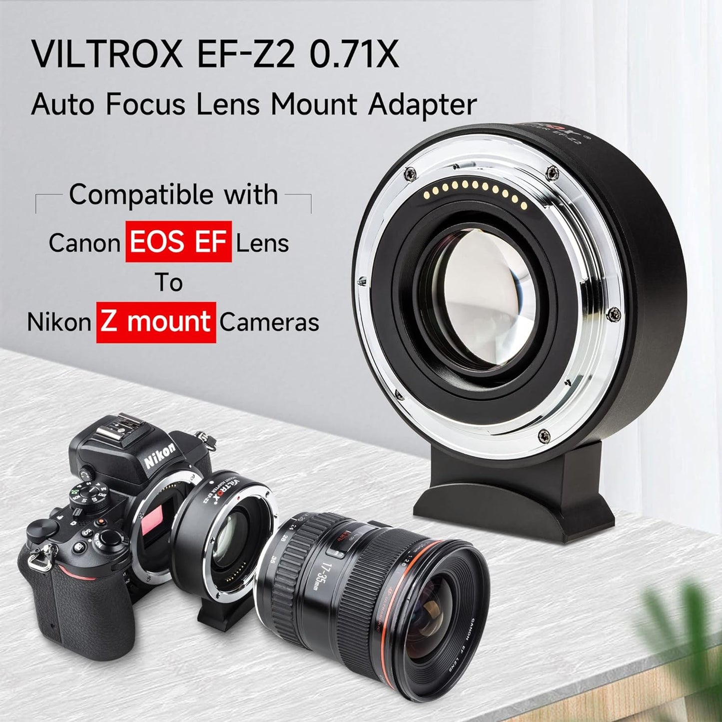 Viltrox EF-Z2 Autofocus Speed Booster Adapter Compatible With Canon EF Lens to Nikon Z Camera Z5/Z50/Z6/Z6II/Z7/Z7II/Z8/Z9/Zfc