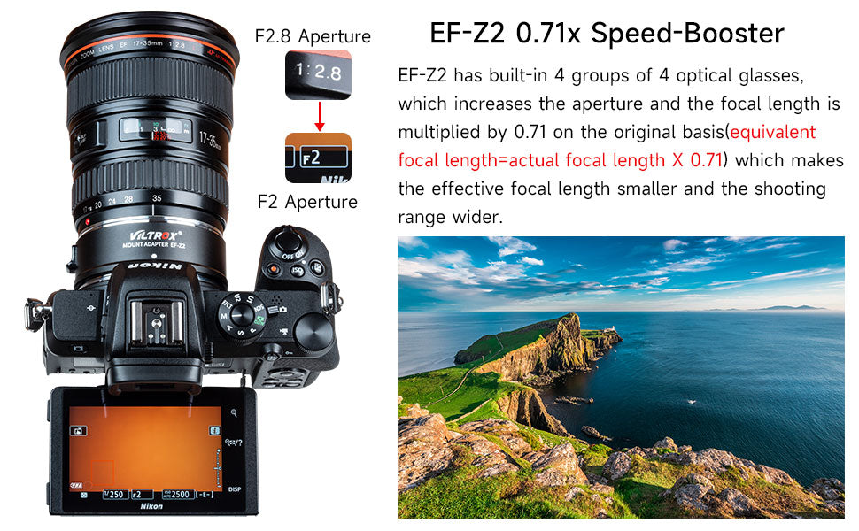 Viltrox EF-Z2 Autofocus Speed Booster Adapter Compatible With Canon EF Lens to Nikon Z Camera Z5/Z50/Z6/Z6II/Z7/Z7II/Z8/Z9/Zfc