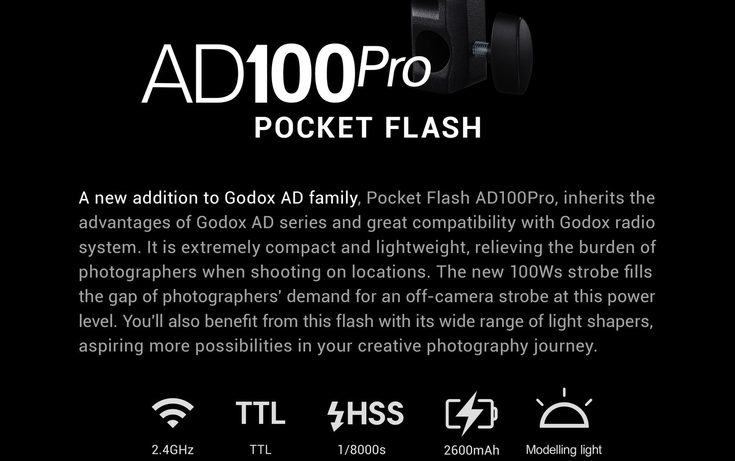 Godox AD100pro 100Ws Outdoor Flash Speedlight 2.4G Wireless X AD100 PRO Pocket Flash For Sony Nikon Canon Fujifilm