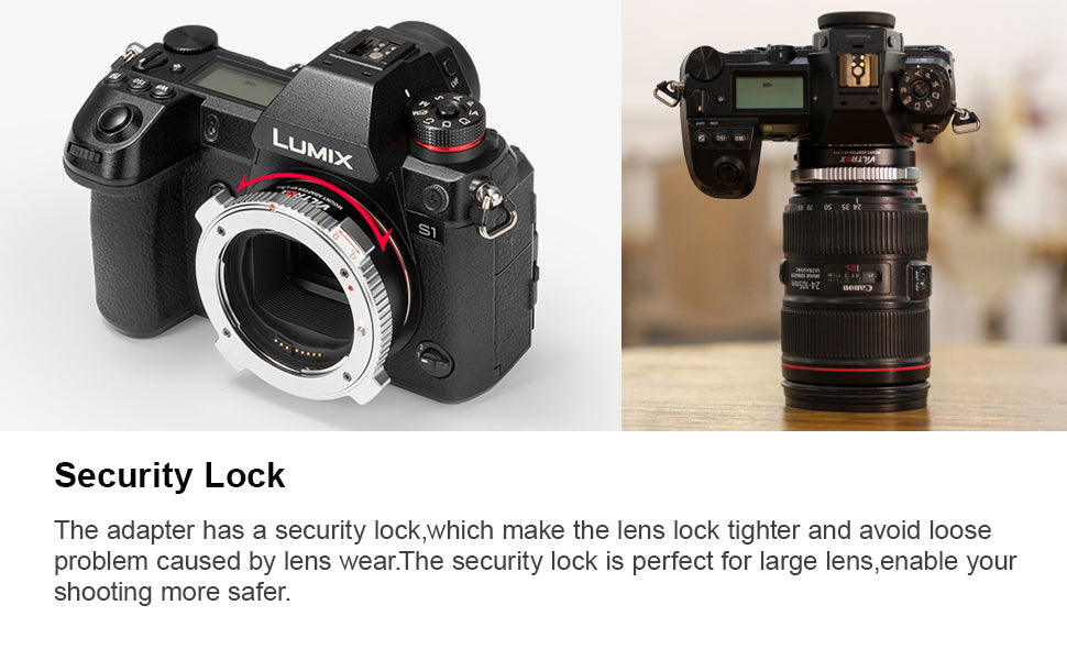 VILTROX EF-L Pro Auto Focus Lens Mount Adapter with Security Lock for Canon EF/EF-S Lens to L Mount Camera Leica SL2 Lumix Sigma