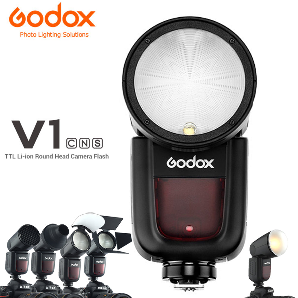 Godox V1 V1C V1N V1S V1F V1P V1O TTL Li-ion Round Head Camera Flash 2.4G HSS Speedlite for Canon Nikon Sony Fuji Pentax Olympus