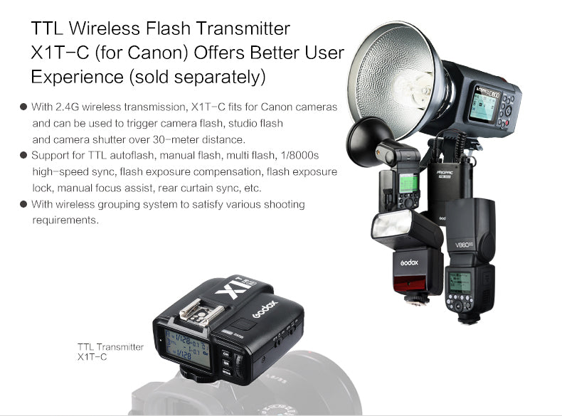 Godox TT350 TTL Camera Flash 1/8000s High-speed 2.4G Wireless X System Flash Speedlite Photography Light Lamp Camera Lamp Flash