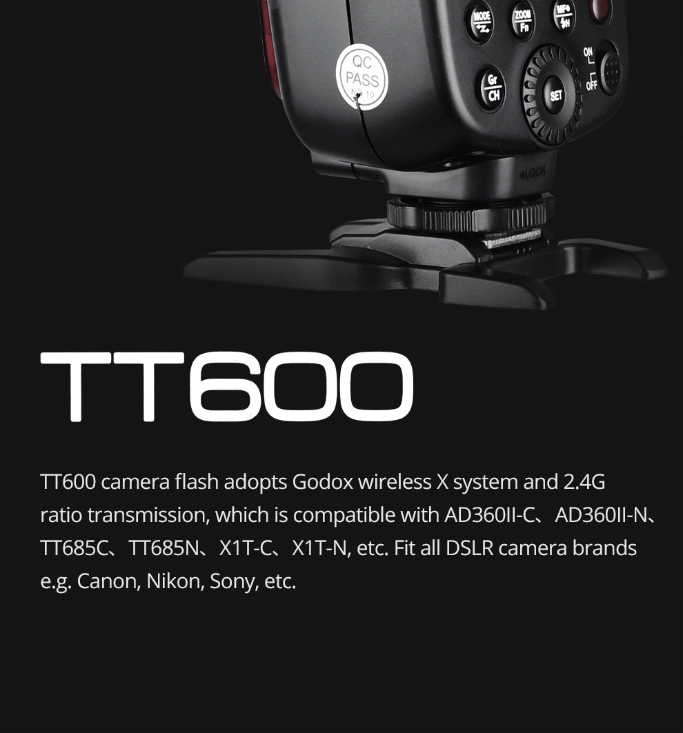 Godox TT600 2.4G Wireless GN60 Master/Slave Camera Flash Speedlite for Canon Sony Nikon Pentax Olympus Fuji Lumix