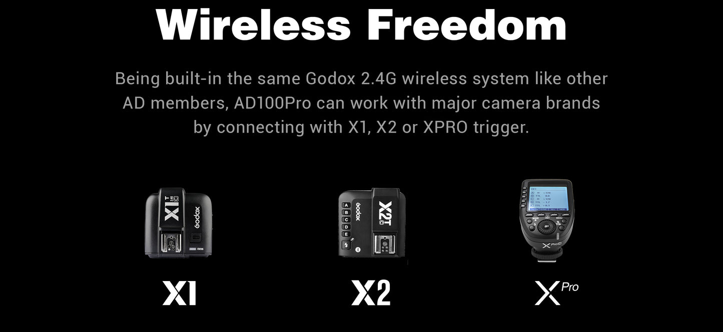 Godox AD100pro 100Ws Outdoor Flash Speedlight 2.4G Wireless X AD100 PRO Pocket Flash For Sony Nikon Canon Fujifilm