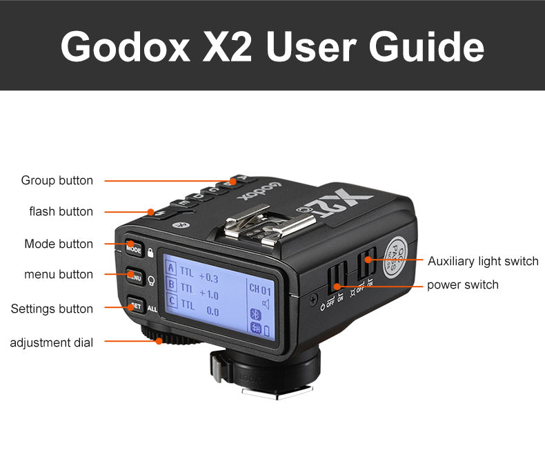 Godox X2T-C X2T-N X2T-S X2T-F X2T-O X2T-P TTL 1/8000s HSS Wireless Flash Trigger Transmitter for Canon Nikon Sony Fuji Olympus