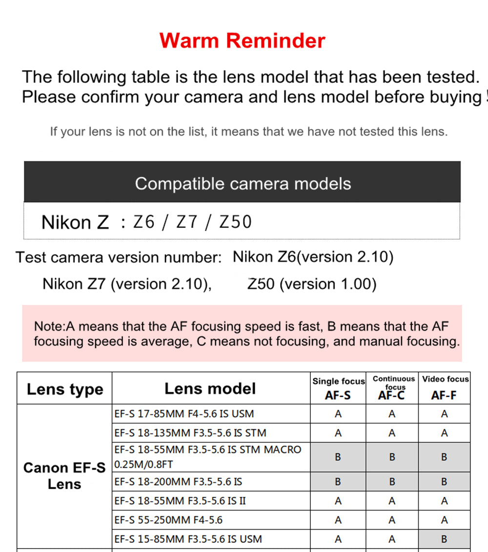 VILTROX EF-Z 2 IS Anti-Shaking Lens Mount Auto Focus Lens Adapter Ring for Canon EF/EF-S Lens to Nikon Z Mount Z6 Z7 Z50 Camera