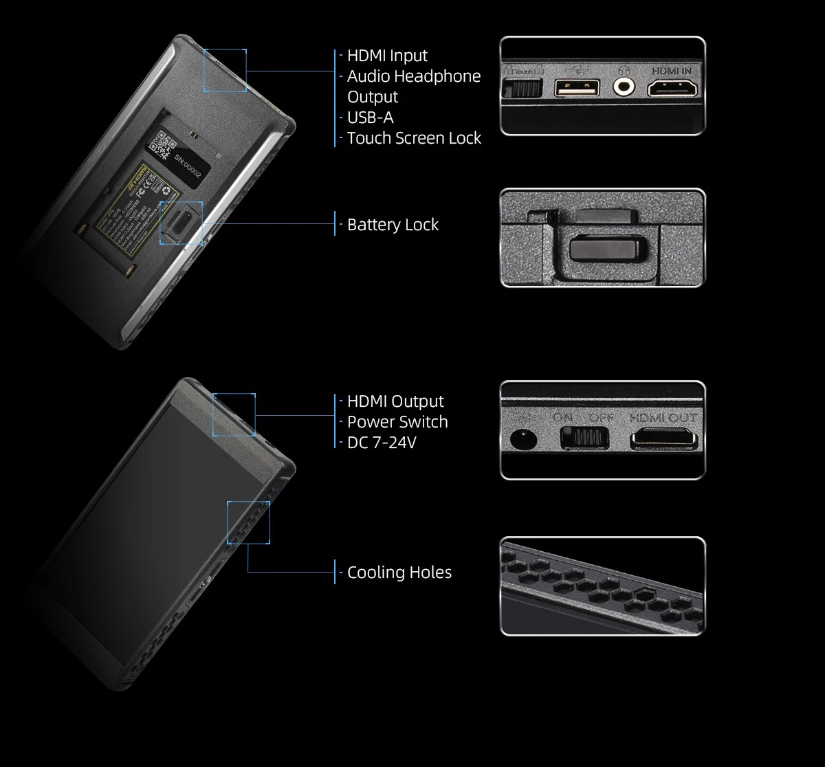 Portkeys-Monitor de transmisión en vivo PT6, pantalla táctil de 5,2 pulgadas, 3D LUT, 600nit, 1080P, 4K-HDMI, pantalla de campo,