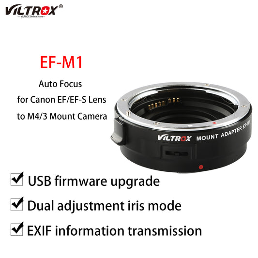 Viltrox-Adaptador de lente de EF-M1, anillo de montaje AF de enfoque automático para lente Canon EF/EF-S a M4/3, montaje GH5 GH4