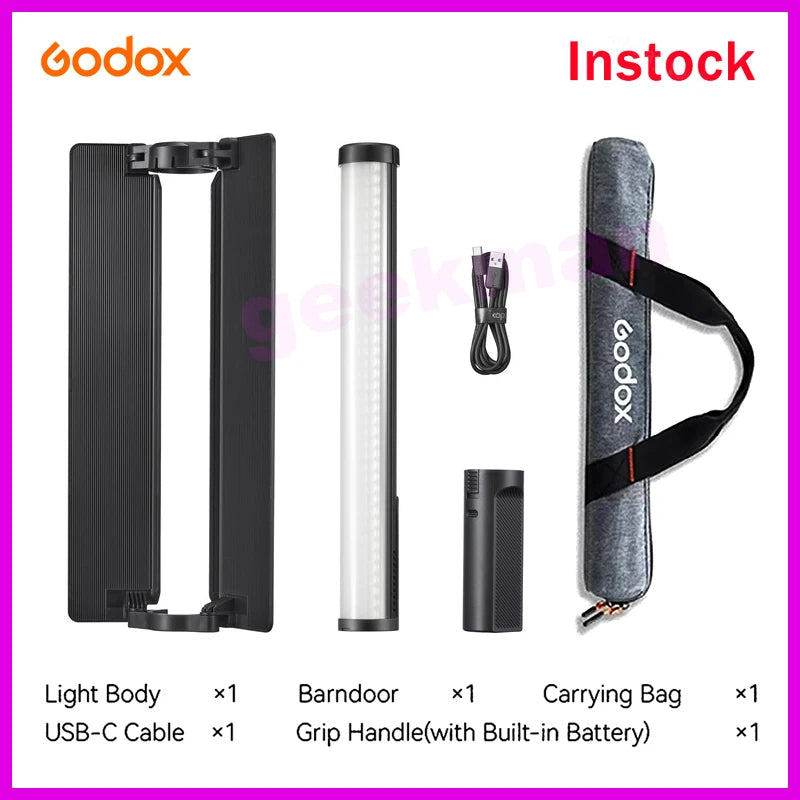 Godox LC500 mini White Black 2500K-8500K RGB LED Light Stick Lighting Effects Handheld Tube Lamp with Barndoor